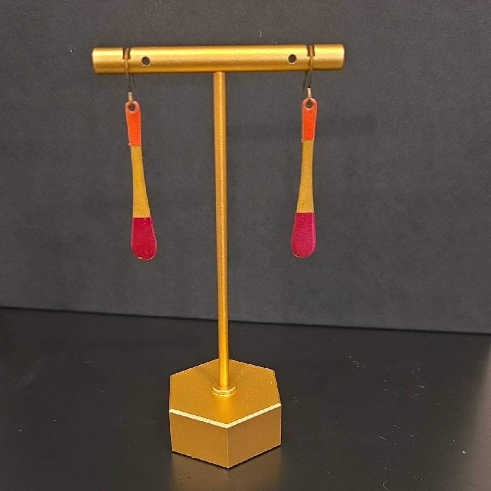Gold and Pink Dangle Earrings